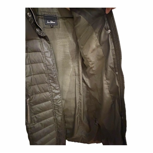 Sam Edelman Olive Green Lightweight Long Quilted Puffer Coat S Transition - Picture 9 of 11